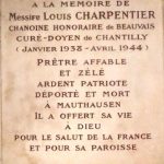 l'abbé Charpentier - plaque commémorative dans l'église Notre-Dame de Chantilly